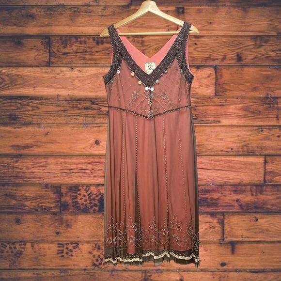 5 for $25🔥IXE Pink Beaded Overlay Dress Size 8 - Picture 1 of 8